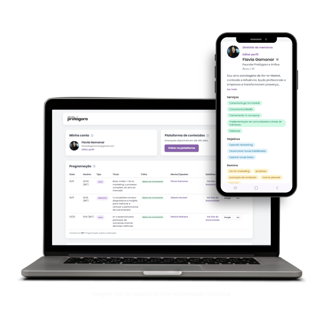 Exemplo de programação mensal do clube